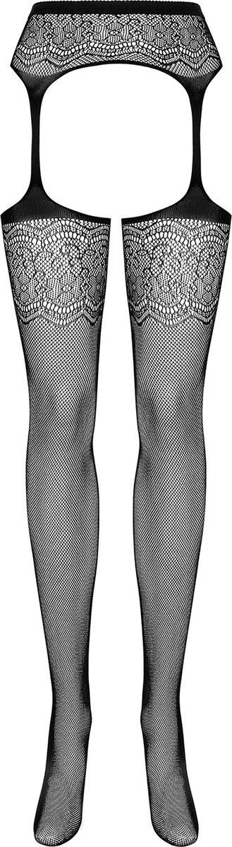 OBSESSIVE S207 GARTER STOCKINGS BLACK XL/XXL - Zwart