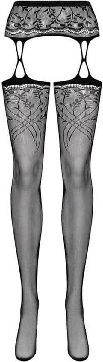 OBSESSIVE S206 GARTER STOCKINGS BLACK S/M/L - Zwart