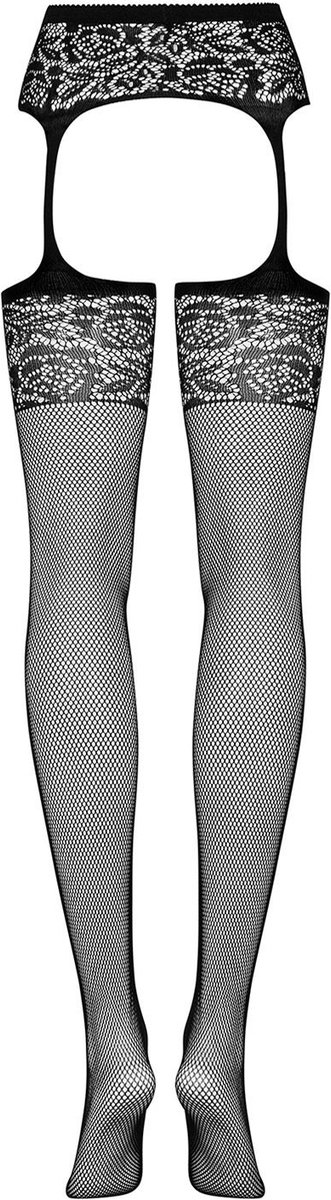 OBSESSIVE S500 GARTER STOCKINGS BLACK S/M/L - Zwart