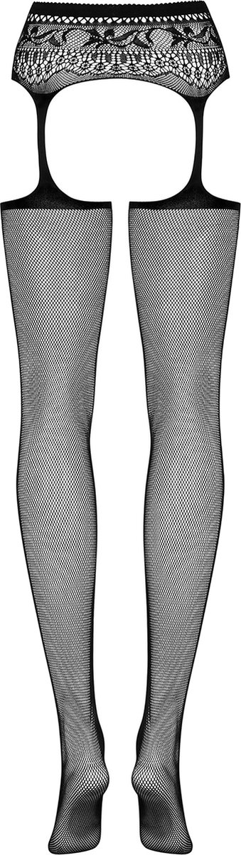 OBSESSIVE S307 GARTER STOCKINGS BLACK S/M/L - Zwart