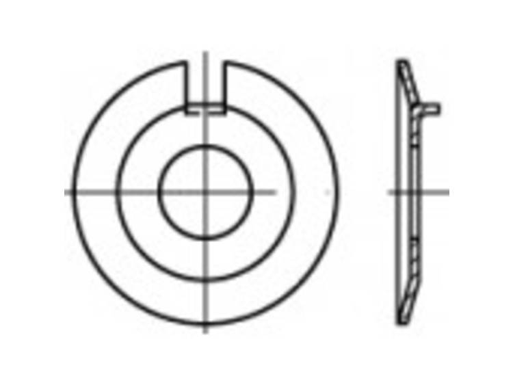 TOOLCRAFT 106633 Onderlegringen met buitenneus Binnendiameter: 5.3 mm DIN 432 Staal 100 stuk(s)