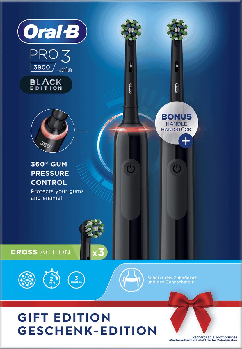 Oral B roterende tandenborstel PRO 3 3900 Duo - Zwart