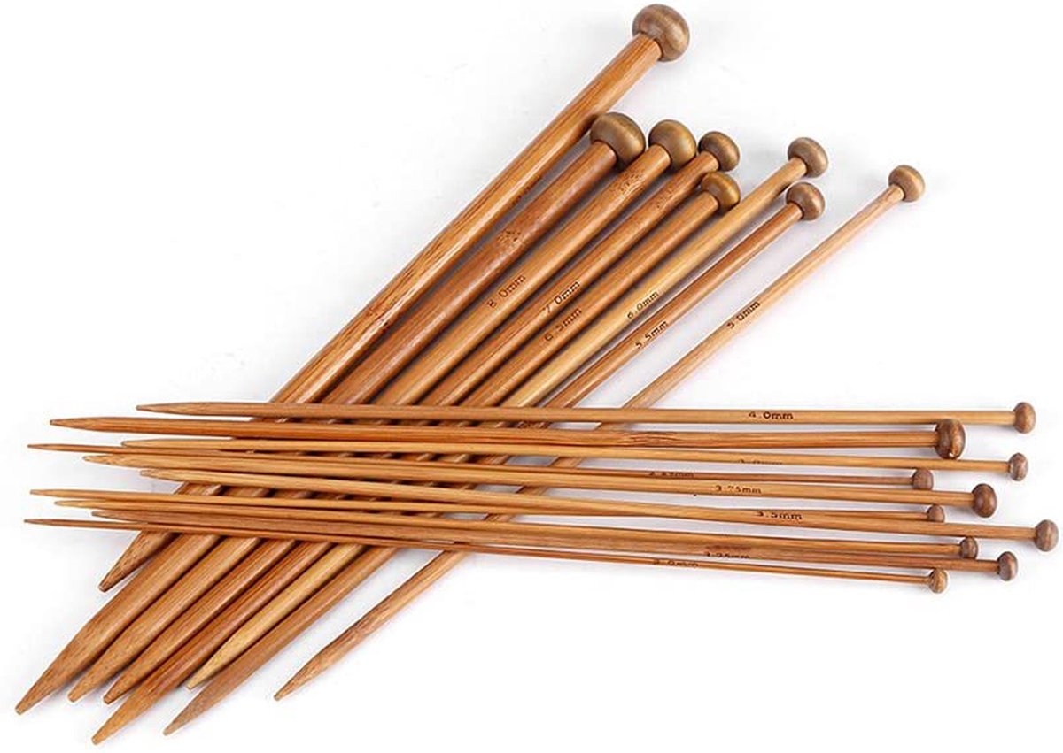 Breinaalden Set Bamboe 36 Stuks Donker Bruin