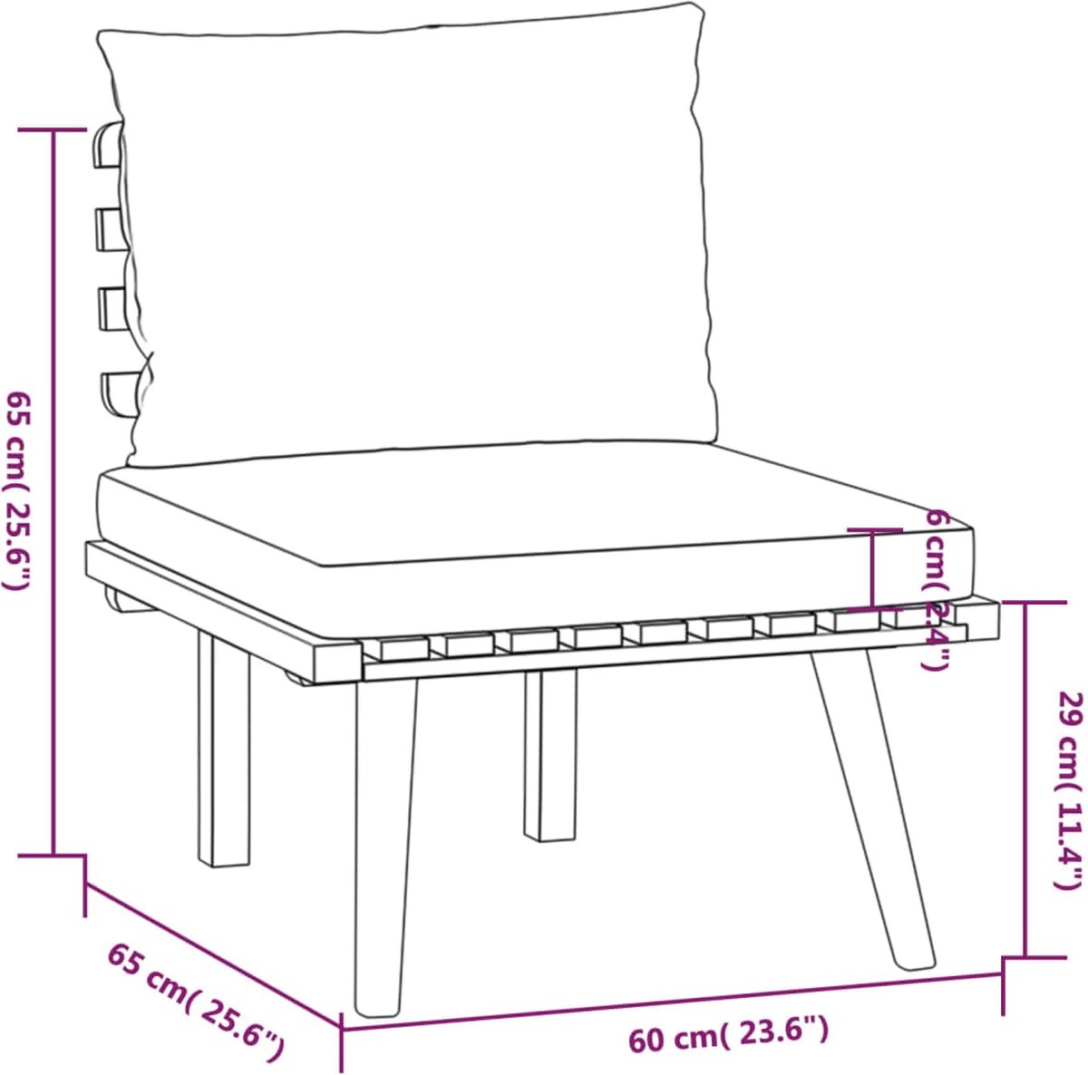 Vidaxl 6-delige Loungeset Met Kussens Massief Acaciahout - Bruin