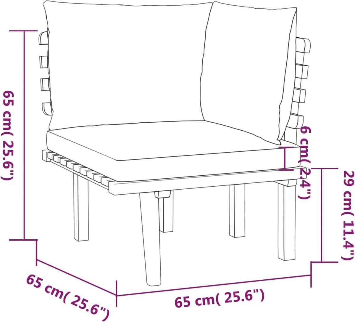 Vidaxl 6-delige Loungeset Met Kussens Massief Acaciahout - Bruin