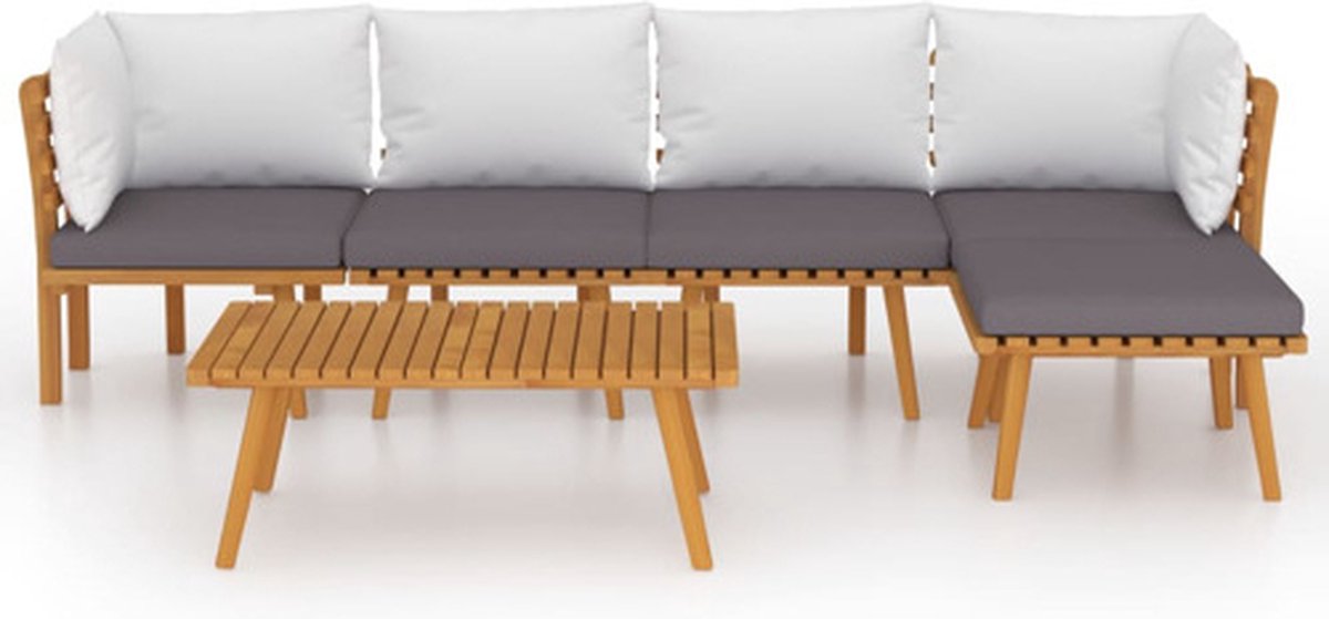 Vidaxl 6-delige Loungeset Met Kussens Massief Acaciahout - Bruin