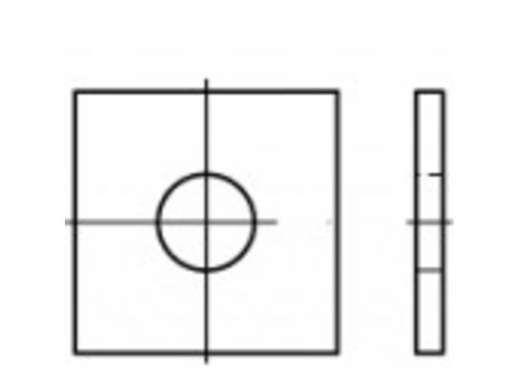 TOOLCRAFT 106760 Vierkantschijven Binnendiameter: 17.5 mm DIN 436 Staal 50 stuk(s)