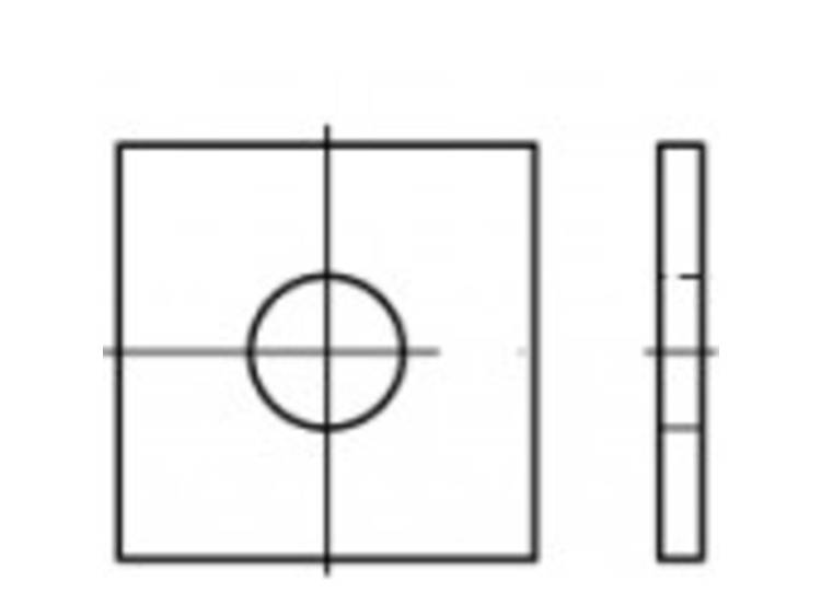 TOOLCRAFT 106779 Vierkantschijven Binnendiameter: 33 mm DIN 436 Staal Galvanisch verzinkt 25 stuk(s)