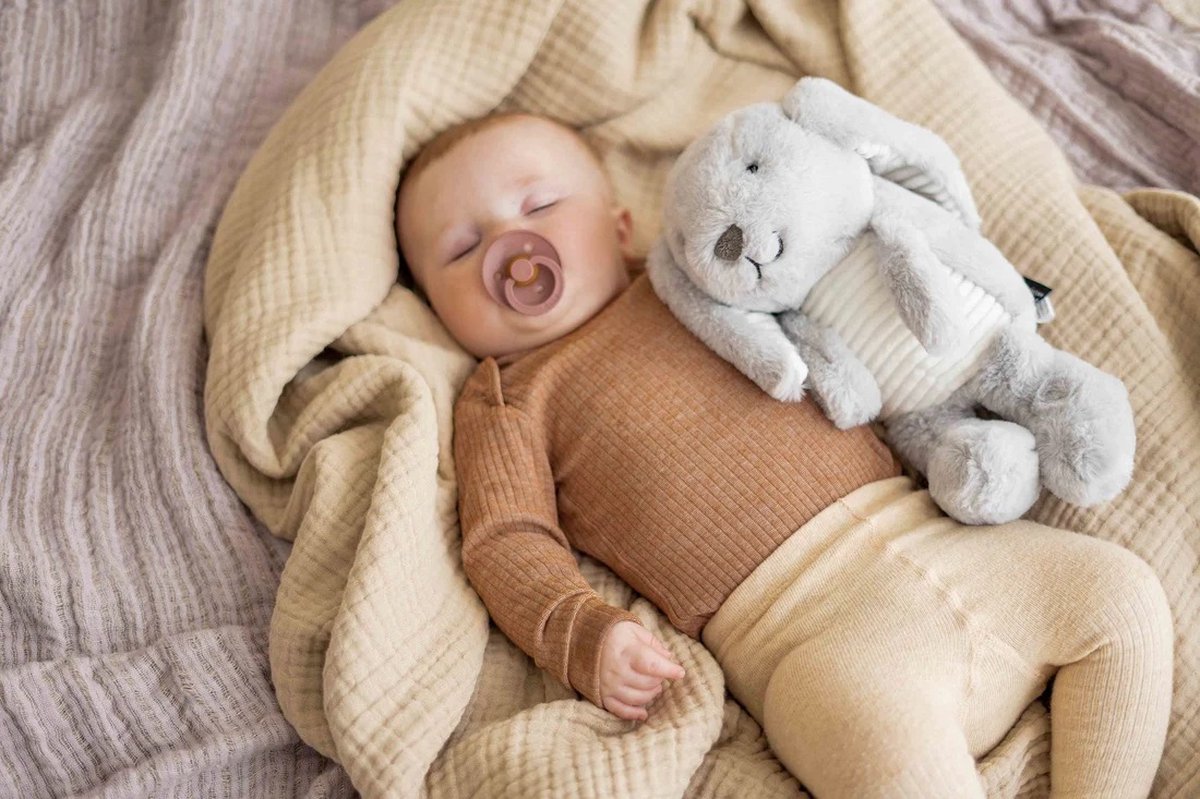 Flow Amsterdam Hartslag Knuffel - White Noise - Milo Het Konijn - Grijs