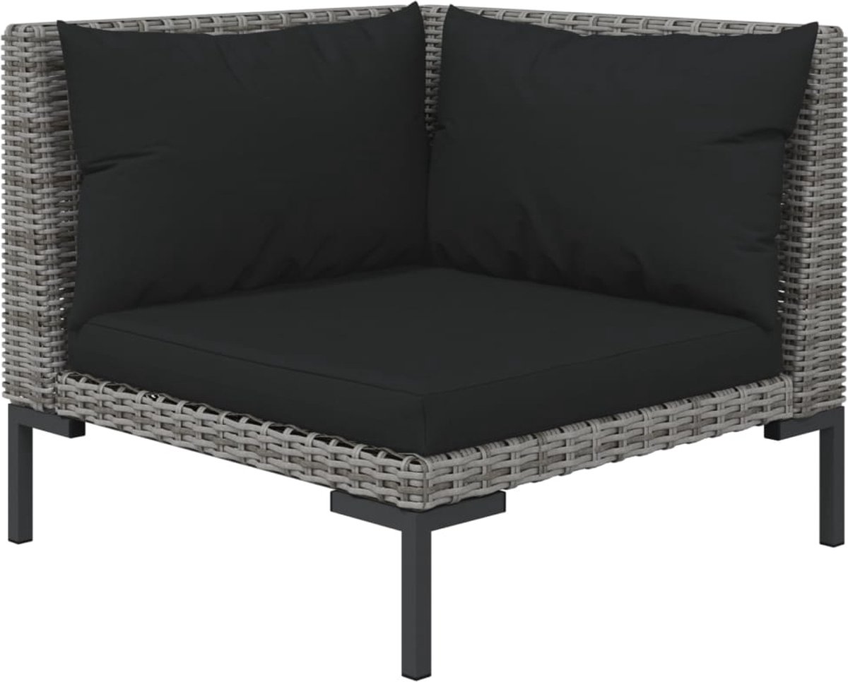 Vidaxl 8-delige Loungeset Met Kussens Poly Rattan Donker - Grijs