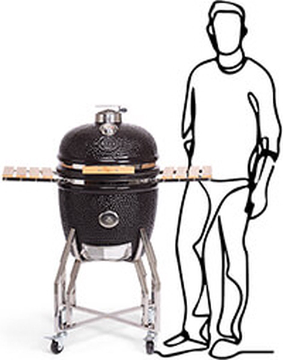 Yakiniku Large Barbecue Set 19 Inch Incl. Onderstel En Zijtafels - Zwart