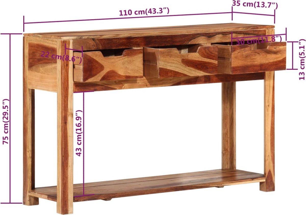 Vidaxl Wandtafel 110x35x75 Cm Massief Acaciahout - Bruin