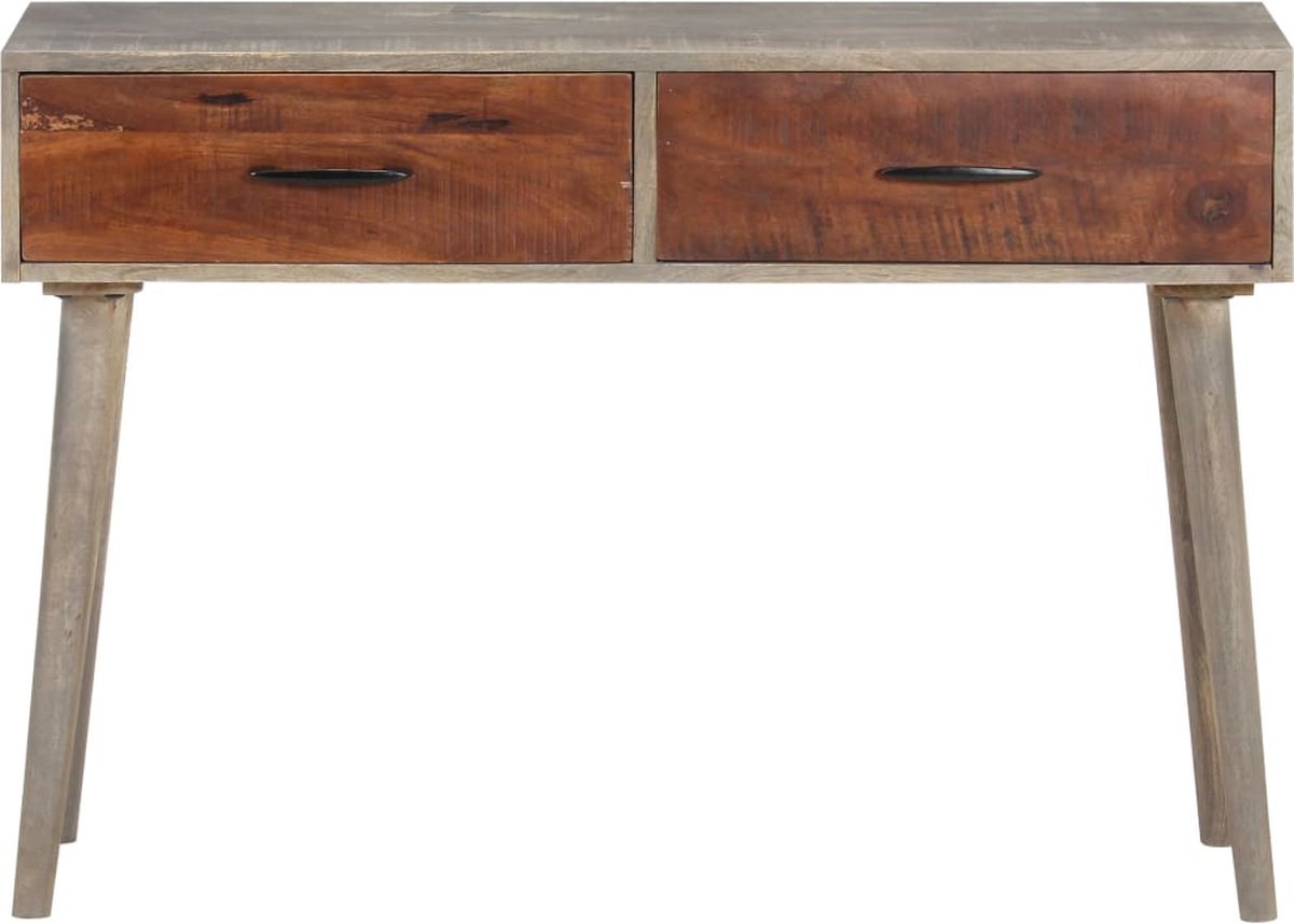 Vidaxl Wandtafel 110x35x75 Cm Massief Ruw Mangohout - Grijs