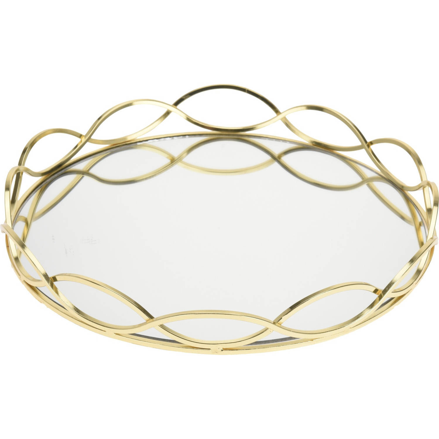 Rond Kaarsenbord/kaarsen Plateau Goud Met Spiegelbodem D31 X H4 Cm - Kaarsenplateaus