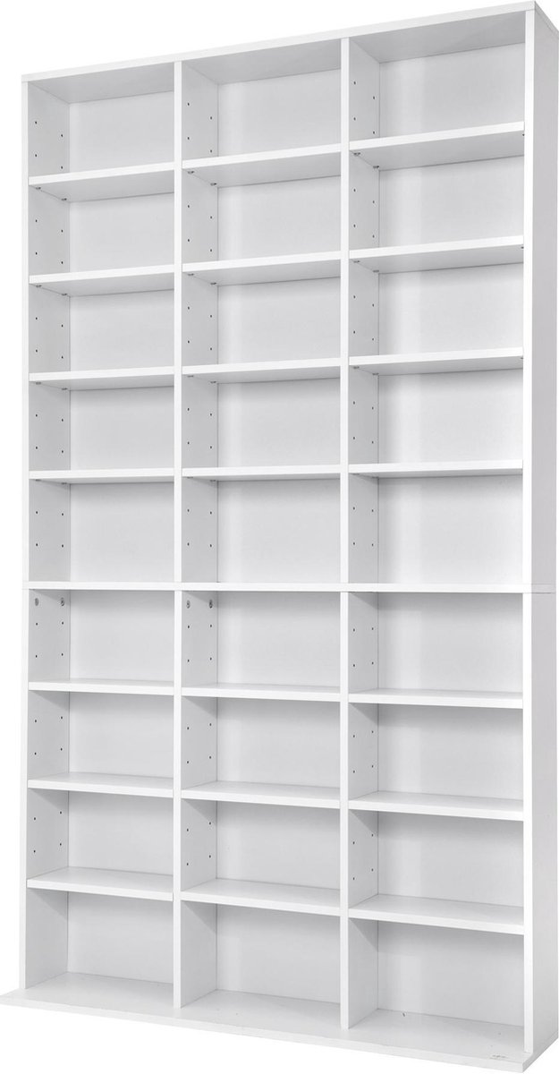 Tectake Cd/dvd Wandmeubel - Staand - 180x102x23,5 Cm 401703 - Wit