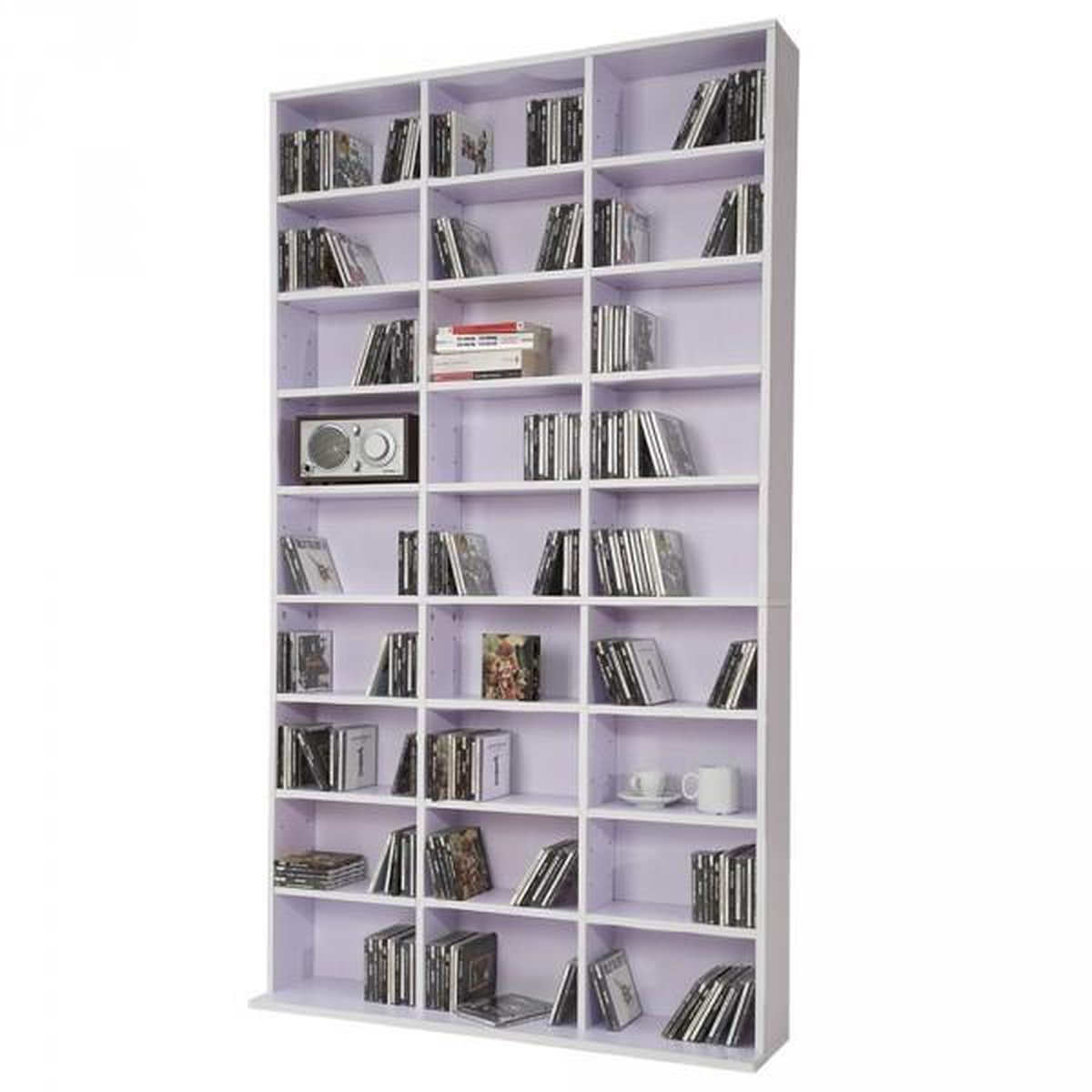 Tectake Cd/dvd Wandmeubel - Staand - 180x102x23,5 Cm 401703 - Wit