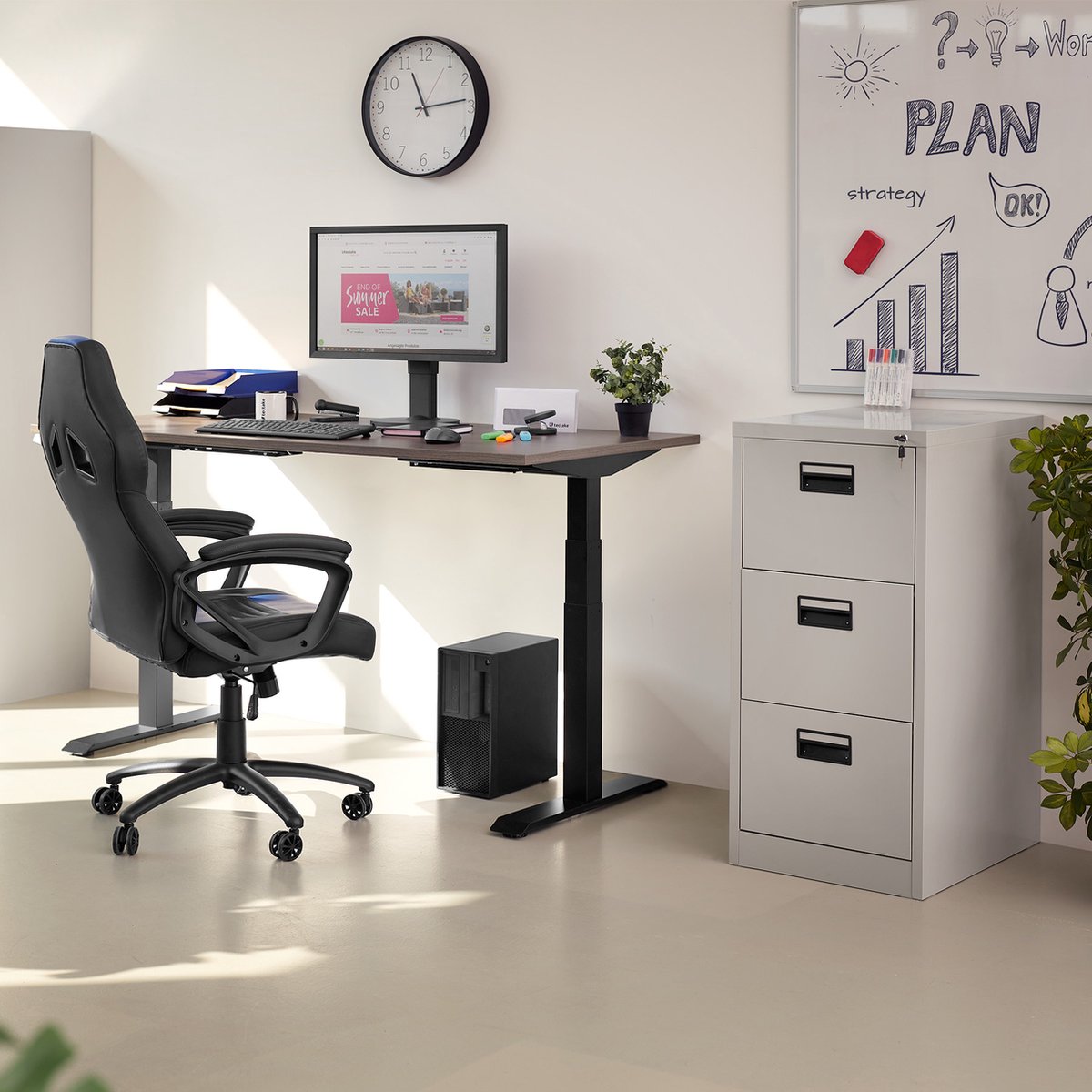 Tectake - Metalen Documentkast Archiefkast Met 3 Lades - 402487 - Grijs