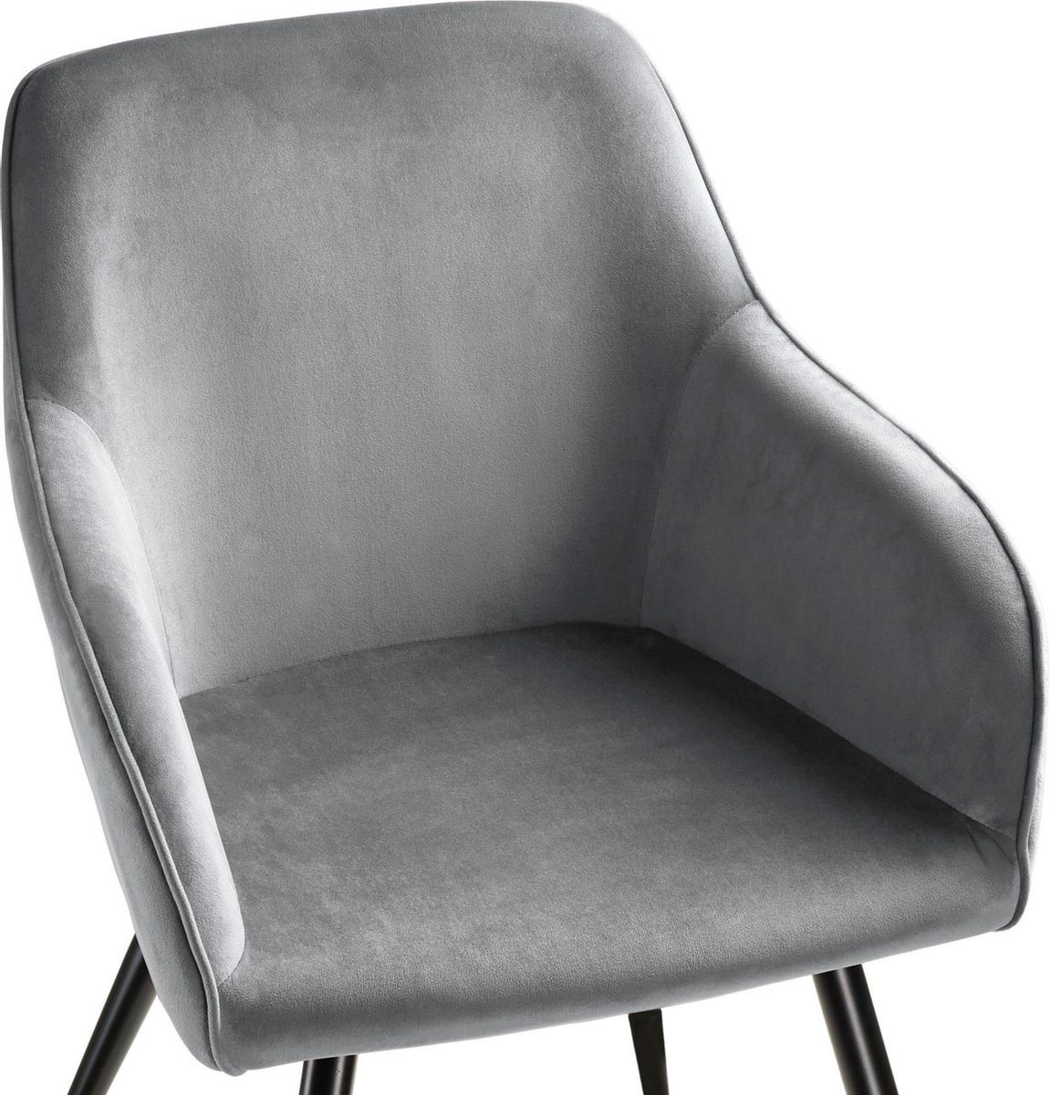 Tectake - 6x Stoel Marilyn Fluweellook / Zwart Sku: 404036 - Grijs