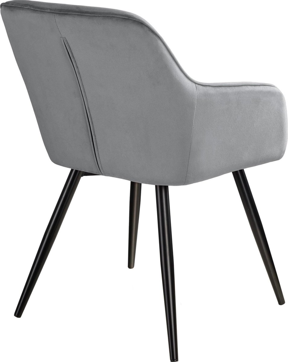 Tectake - 6x Stoel Marilyn Fluweellook / Zwart Sku: 404036 - Grijs
