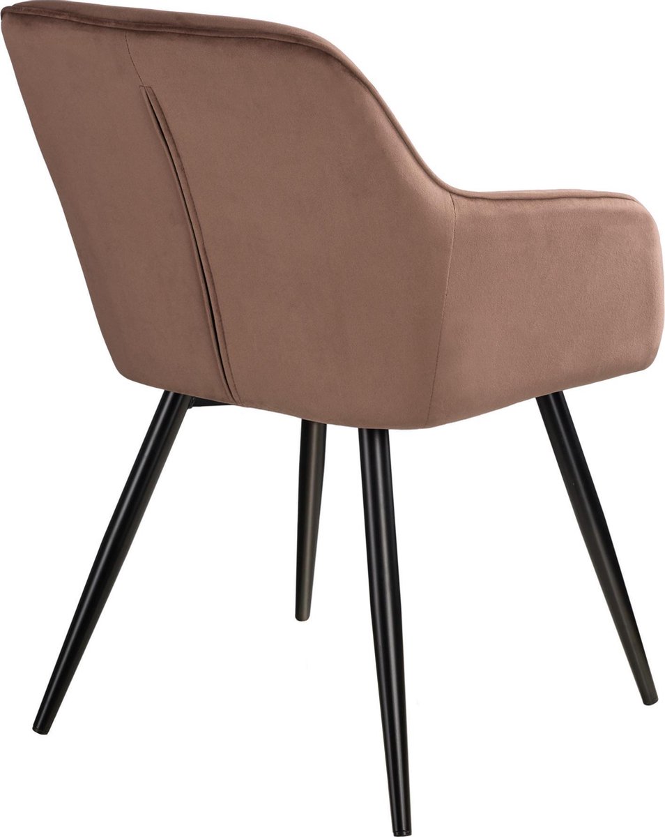 Tectake - 6x Stoel Marilyn Fluweellook / Zwart Sku: 404044 - Bruin