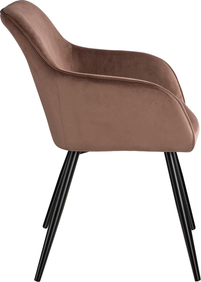 Tectake - 6x Stoel Marilyn Fluweellook / Zwart Sku: 404044 - Bruin