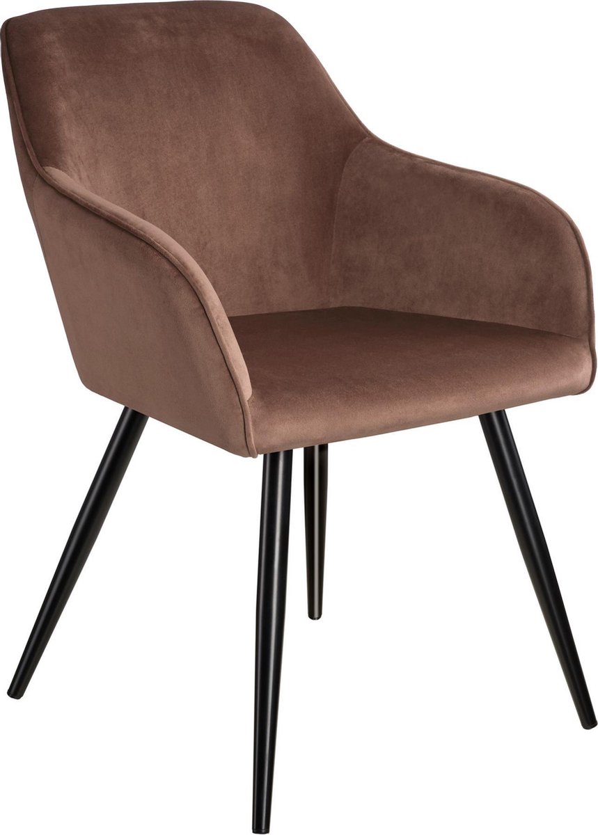 Tectake - 6x Stoel Marilyn Fluweellook / Zwart Sku: 404044 - Bruin