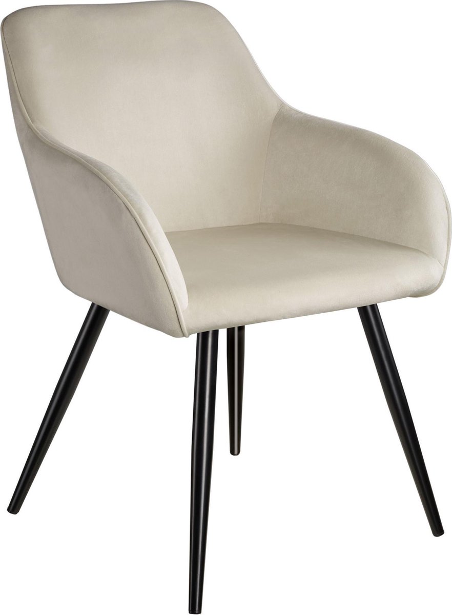 Tectake - 2x Stoel Marilyn Fluweellook Zwart/crã¨me Sku: 404046 - Beige