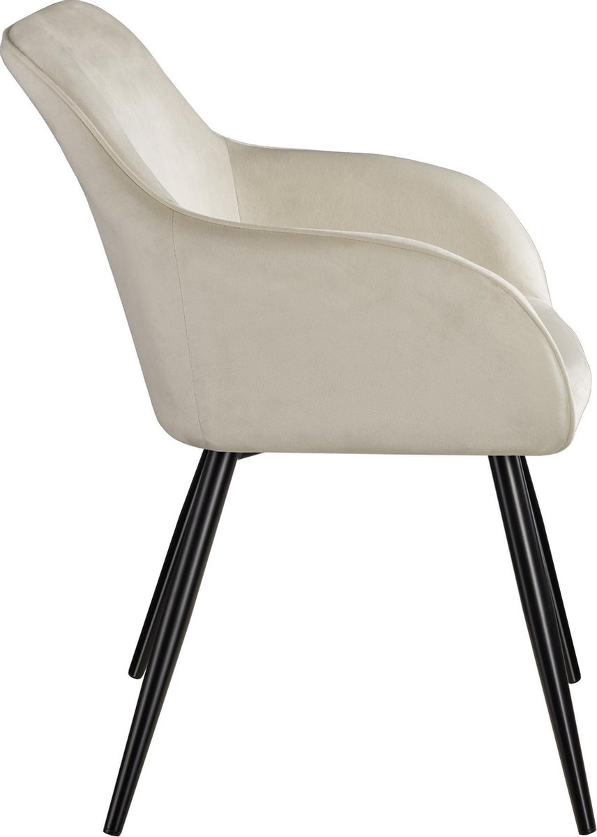 Tectake - 2x Stoel Marilyn Fluweellook Zwart/crã¨me Sku: 404046 - Beige
