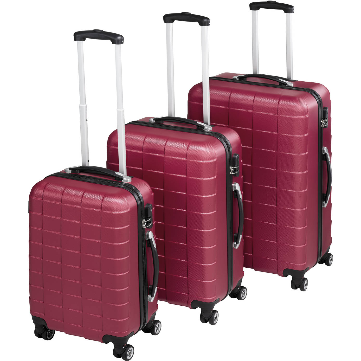 Tectake - Kofferset Trolleyset 3-dlg Hardshell Wijn - 402670 - Rood