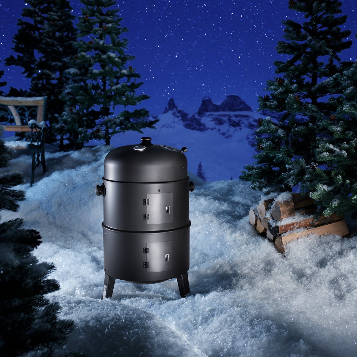 Tectake Charcoal Grill Rookoven - Zwart