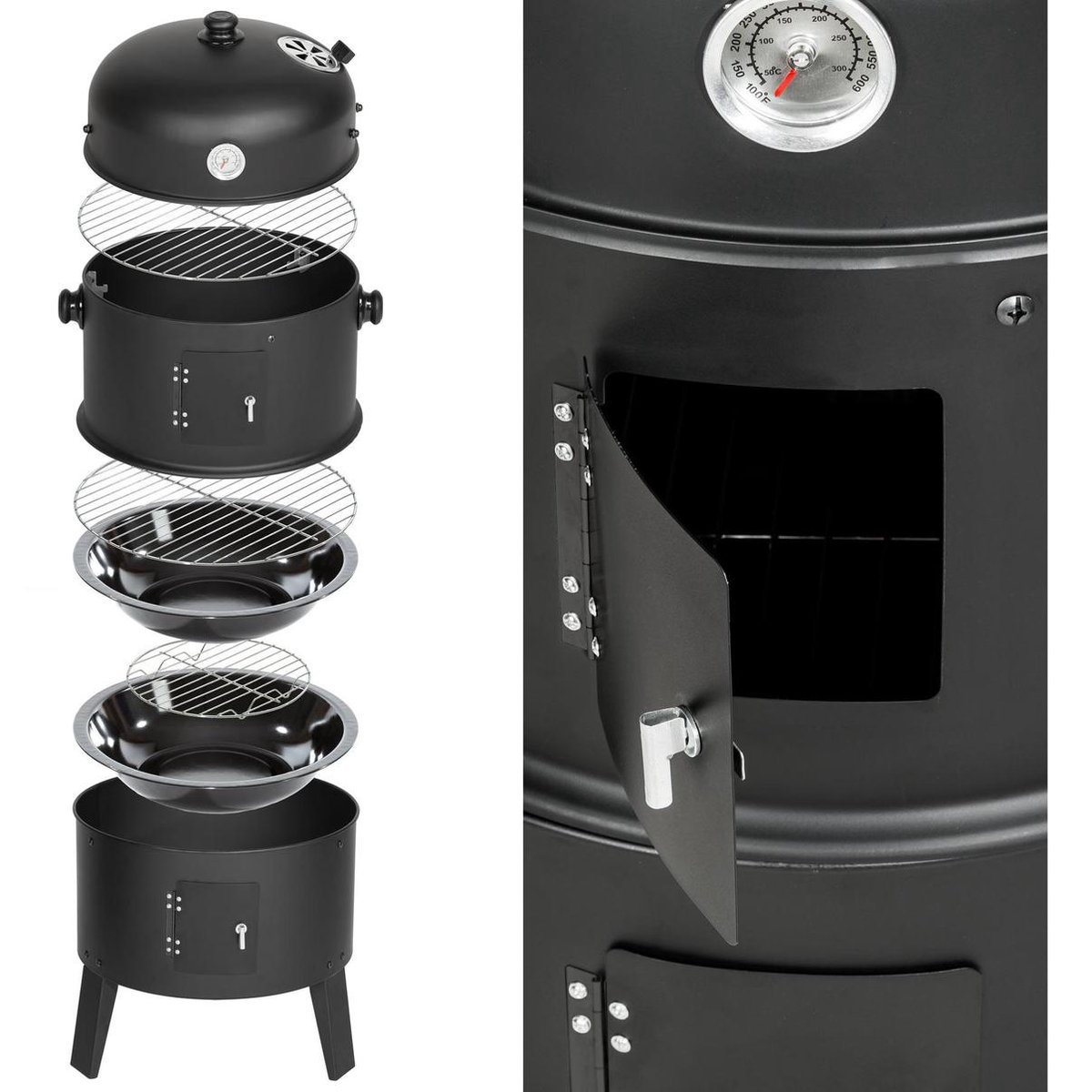 Tectake Charcoal Grill Rookoven - Zwart
