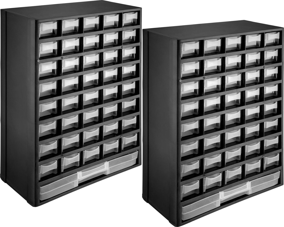 Tectake - 2x Assortimentskast Magazijnkast Voor Kleine Onderdelen - 403515 - Zwart