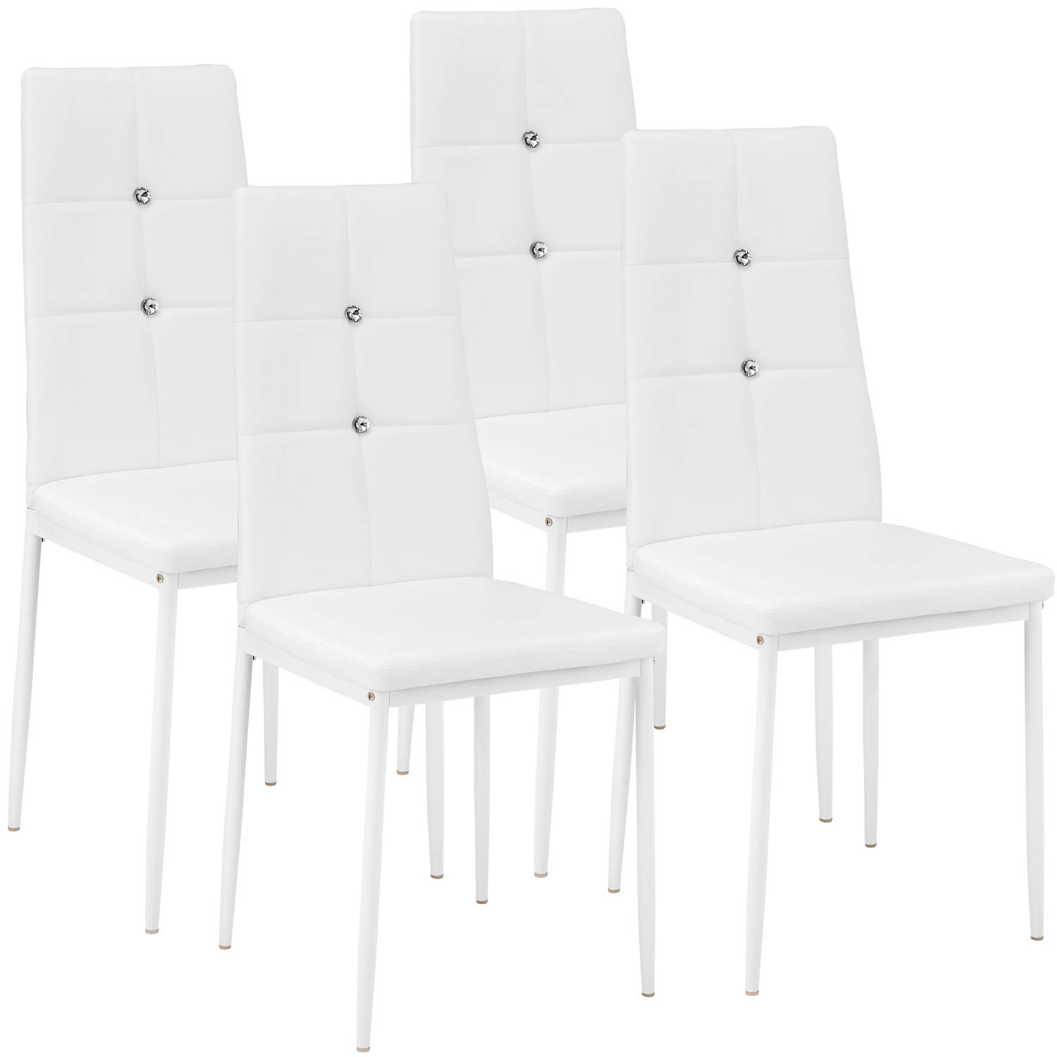 Tectake - Set Van 4 Eetkamerstoelen Julien Wit - 402547