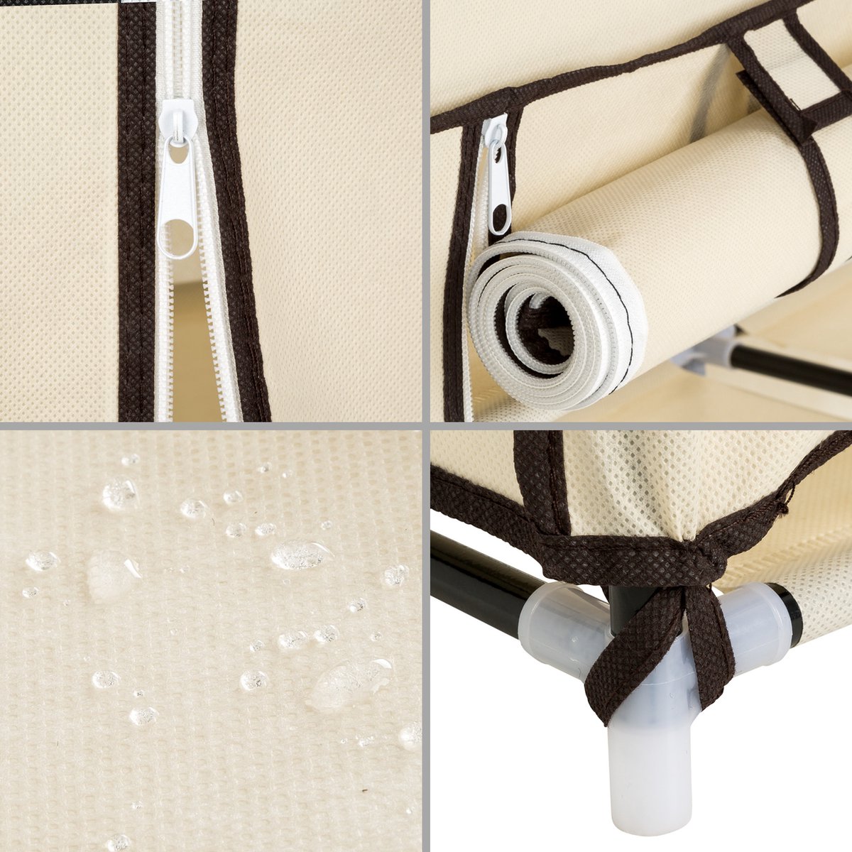 Tectake - Kledingkast Johanna - Veel Opbergruimte - 402529 - Beige