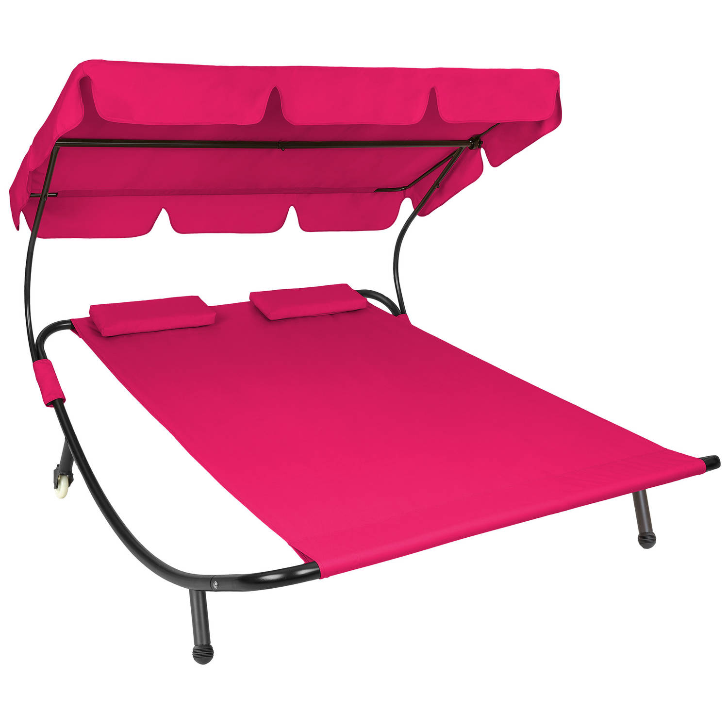 Tectake Luxe Dubbel Ligbed Met Zonneluifel 2 Personen Fuchsia 401498 - Roze