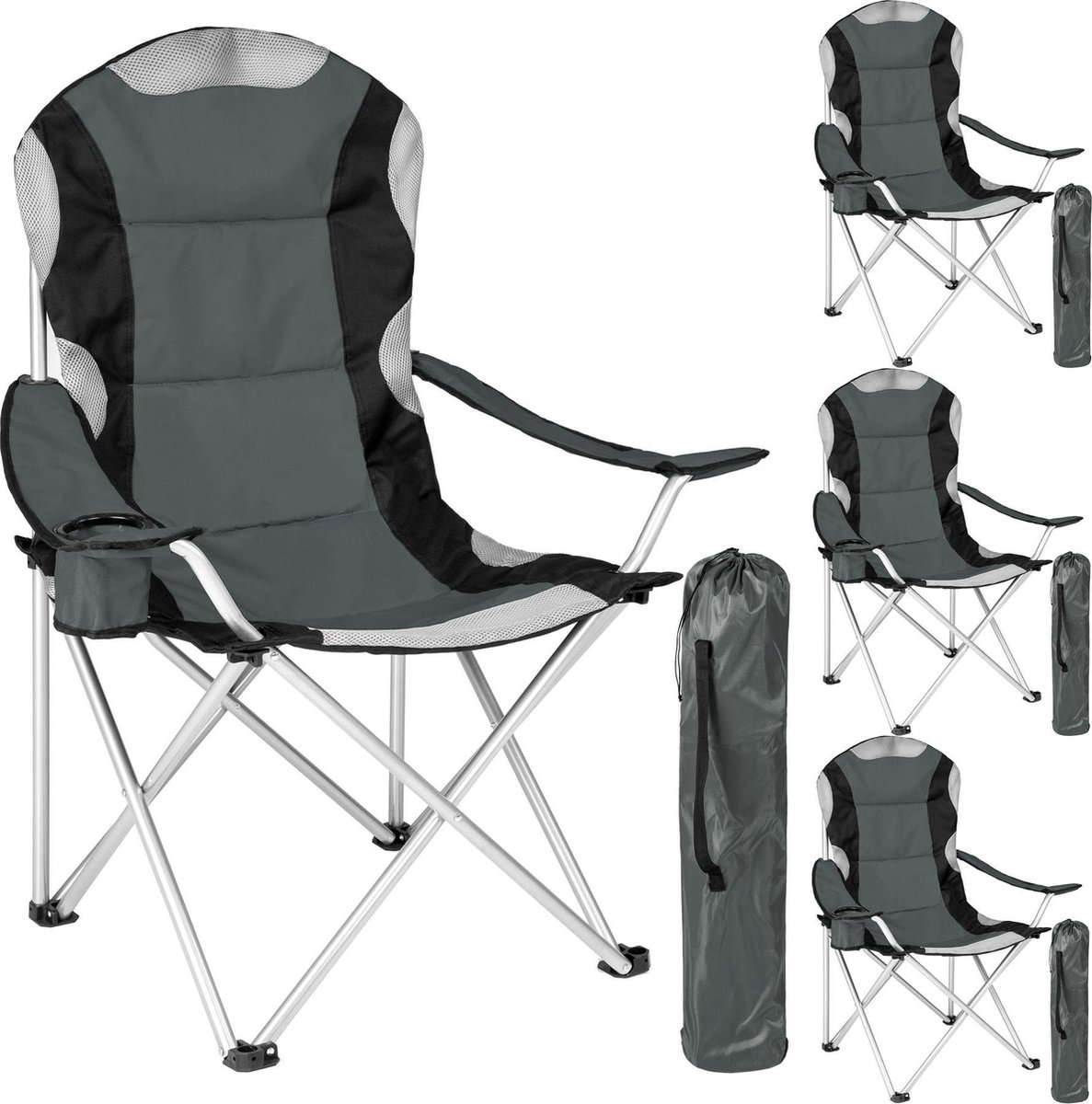 Tectake Stoelenset Luxe Campingstoelen; - Zwart