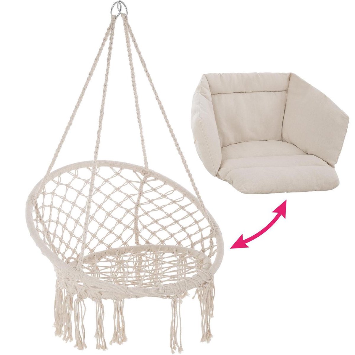 Tectake - Hangstoel Grazia - 403205 - Beige