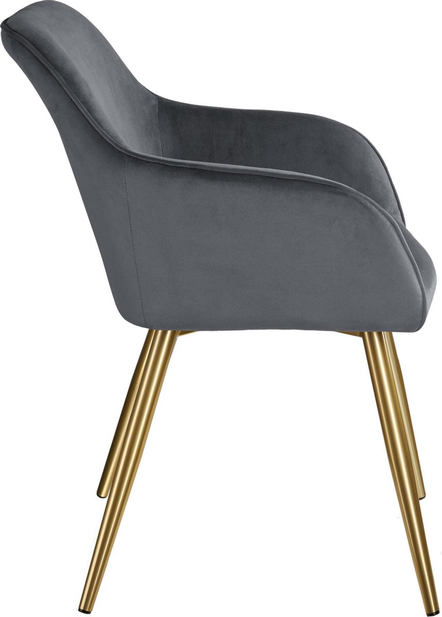 Tectake - Stoel Marilyn Fluweellook Goud Donker/goud Sku: 403653 - Zwart