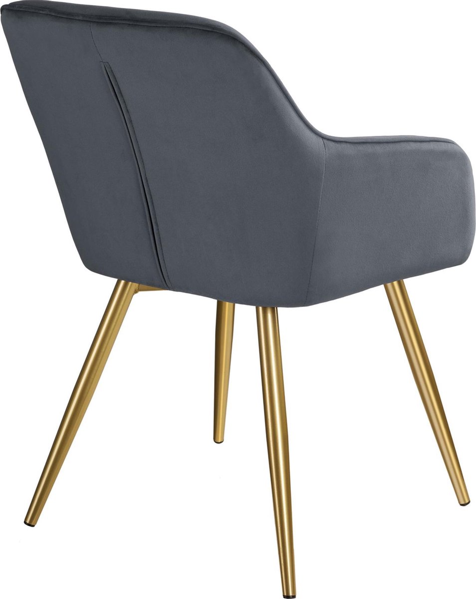 Tectake - Stoel Marilyn Fluweellook Goud Donker/goud Sku: 403653 - Zwart