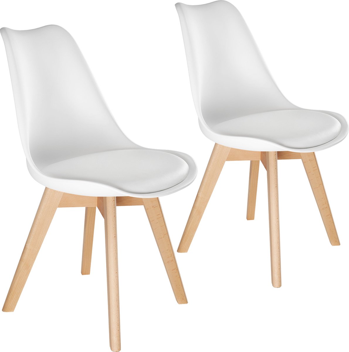 Tectake - 2 Eetkamerstoelen Friederike - Wit - 403810