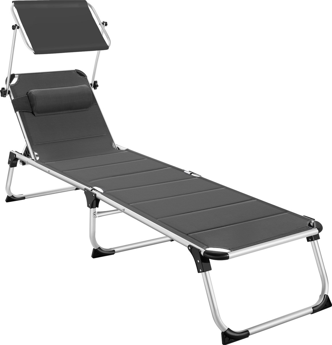 Tectake -Ligbed Lorella - Aluminium- Incl. Verwisselbaar Hoofdkussen- - 403643 - Grijs