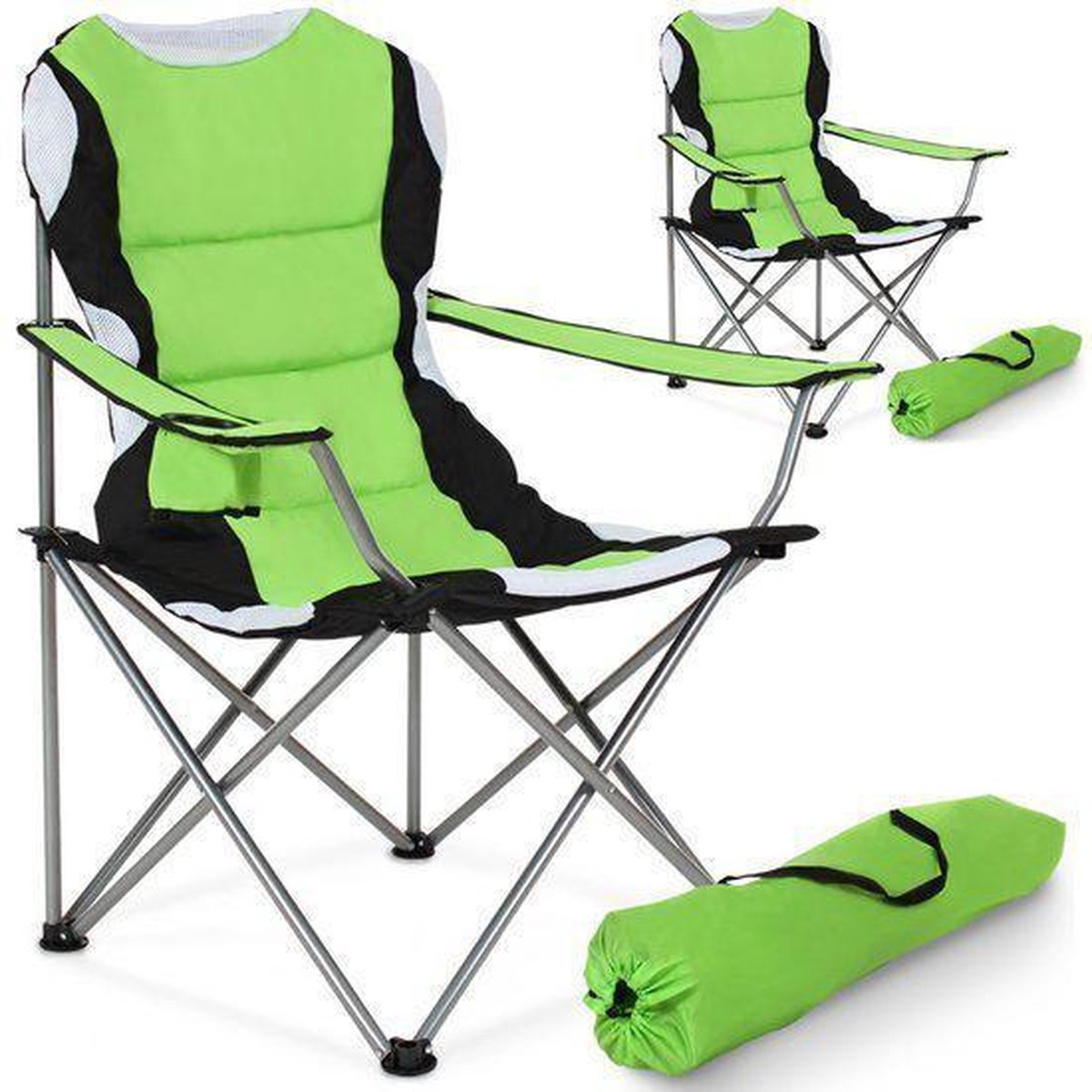 Tectake Stoelenset Luxe Campingstoelen;zwart - Groen