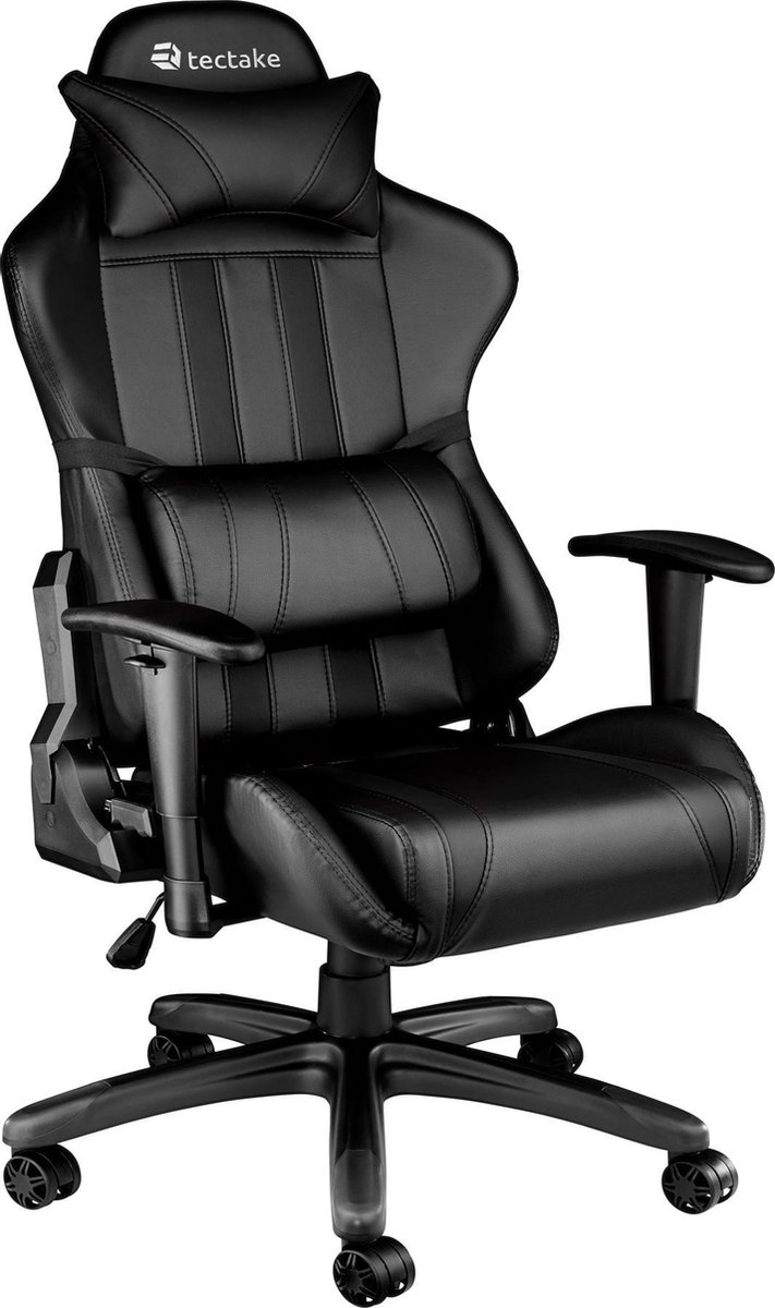 Tectake Gaming Chair Bureaustoel - Premium Racing Kunstleer - Verstelbaar - Zwart