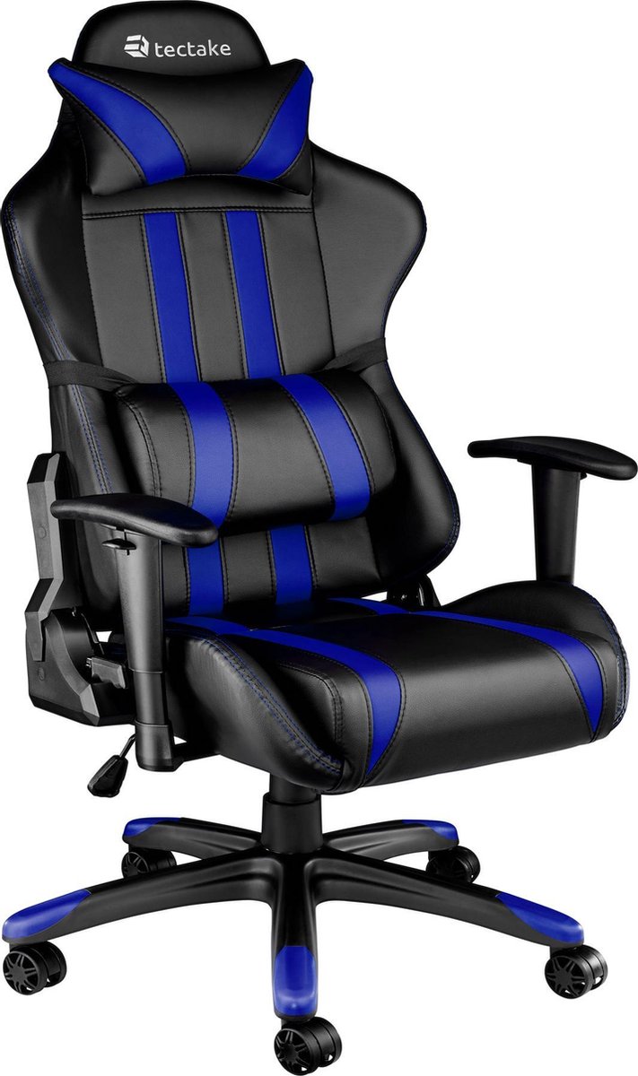 Tectake Gaming Chair Bureaustoel - Premium Racing Style -/blauw - Kunstleer - Verstelbaar - Zwart