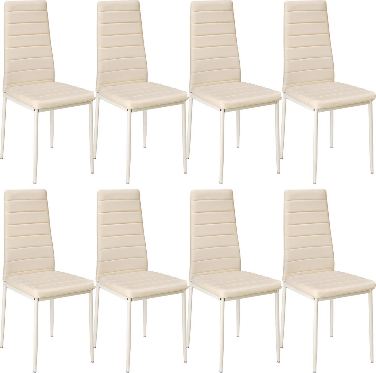 Tectake - 8 Eetkamerstoelen Kunstleer Sku: 404122 - Beige