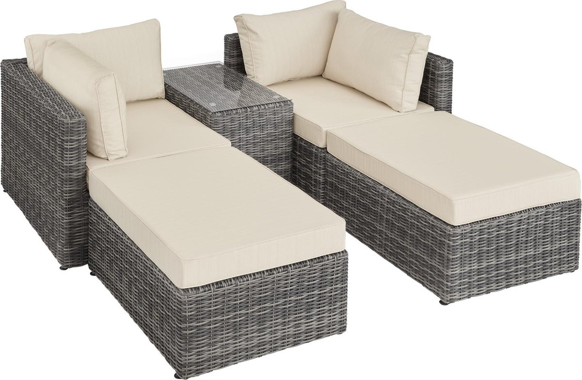 Tectake - Wicker Loungeset San Domino - 403169 - Grijs