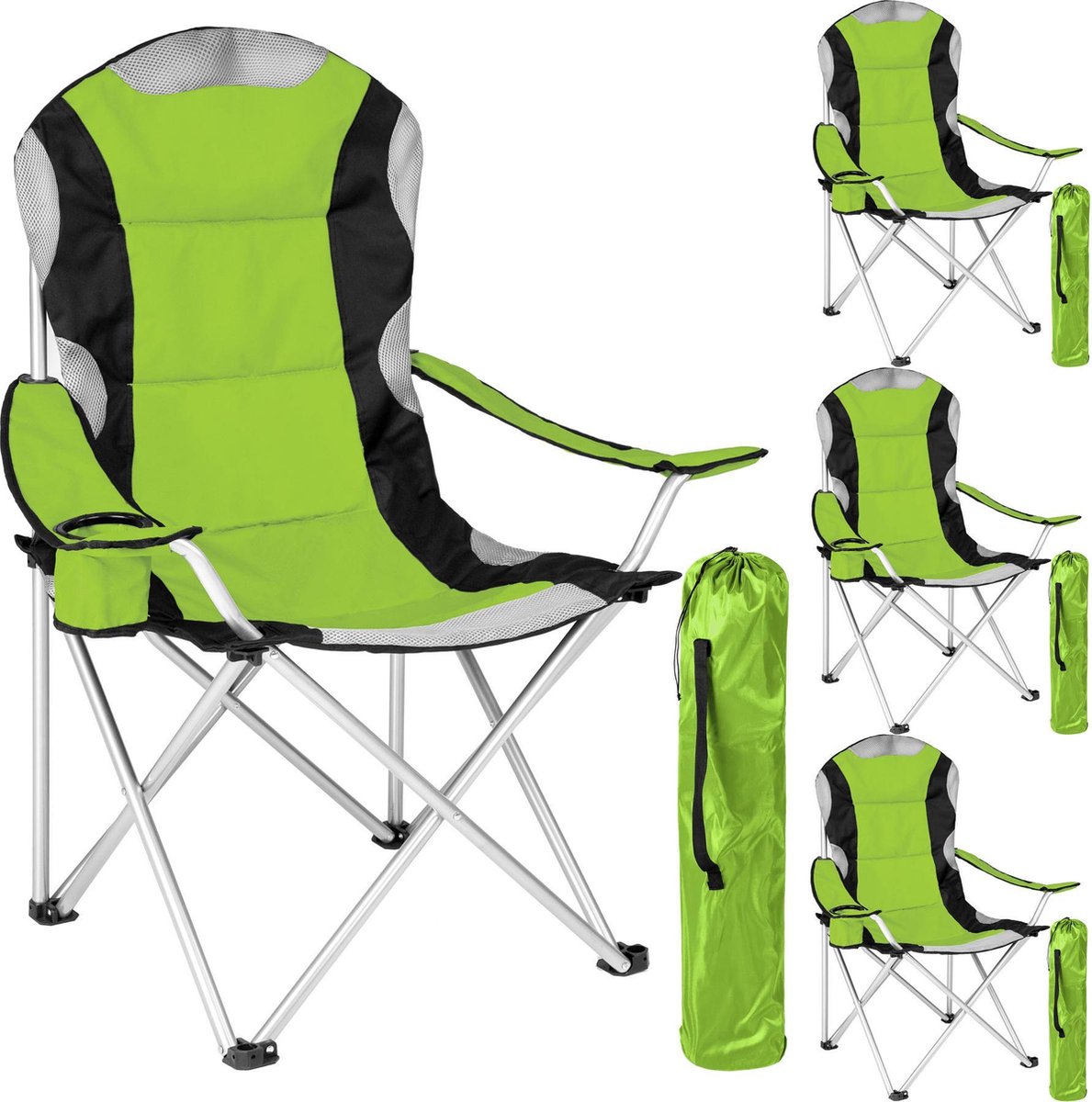 Tectake Stoelenset Luxe Campingstoelen;zwart - Groen