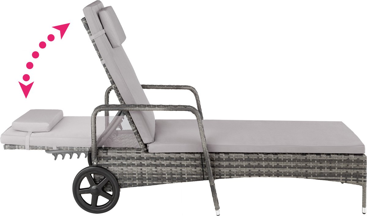 Tectake - Wicker Ligbed ""Cassis"" 404239 - Grijs