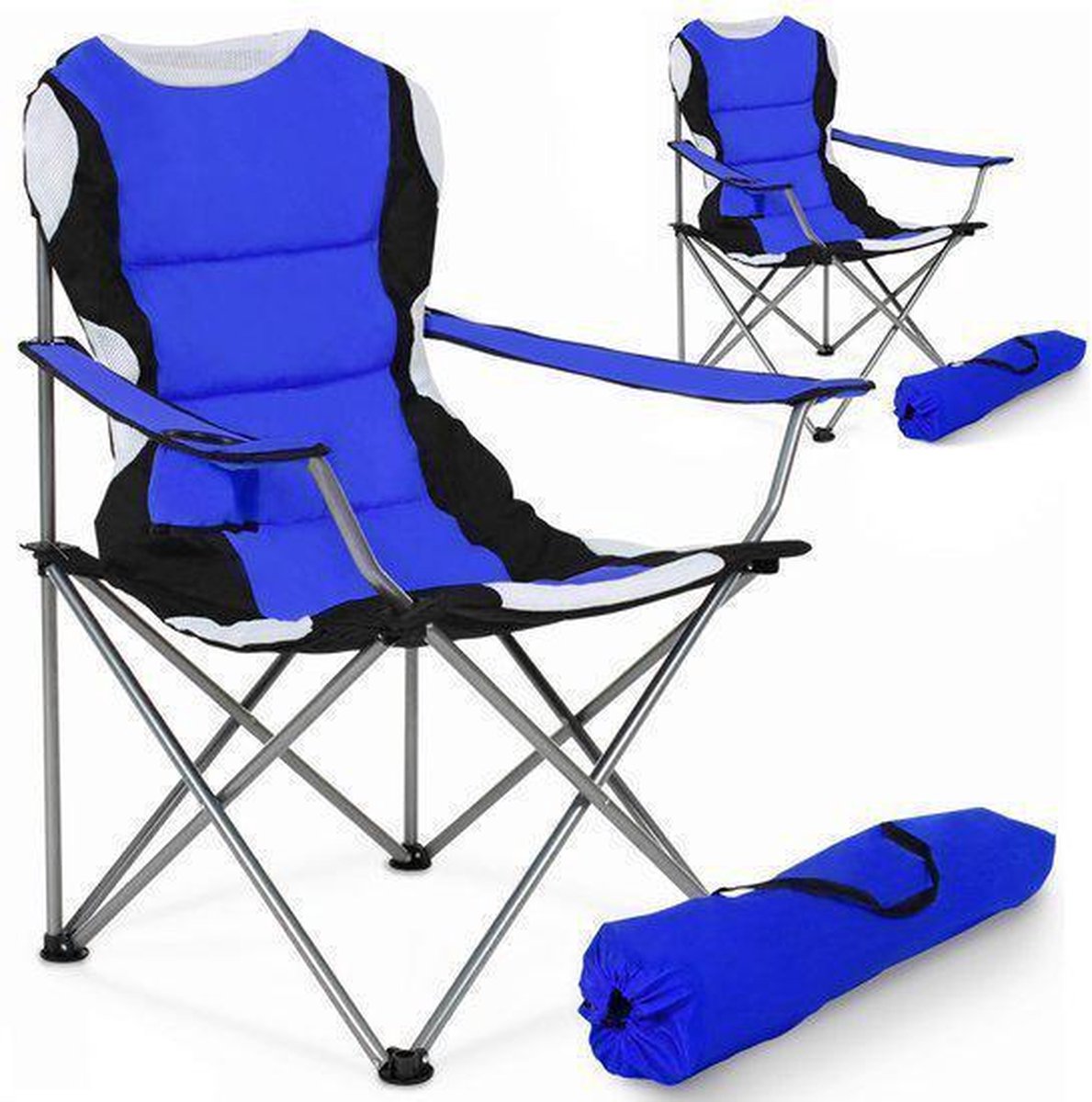 Tectake Stoelenset Luxe Campingstoelen; - Zwart