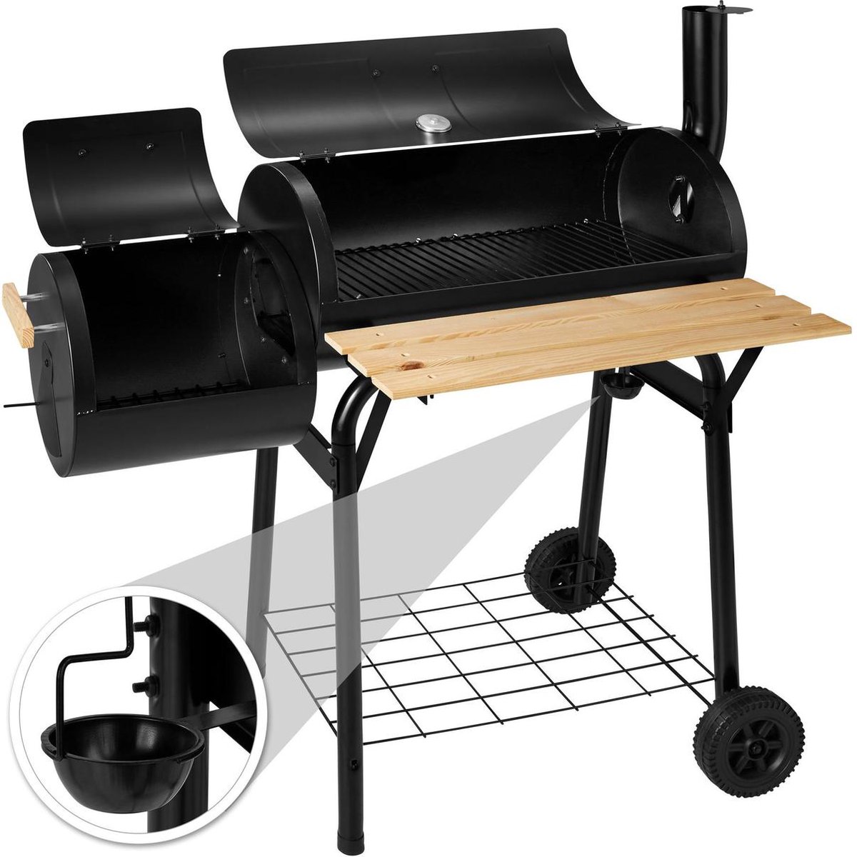 Tectake Houtskool Smokerbarbecue - Zwart